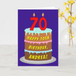 [ Thumbnail: 70th Birthday: Fun Cake and Candles + Custom Name Card ]
