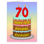 [ Thumbnail: 70th Birthday: Fun Cake & Candles, W/ Custom Name Card ]