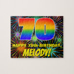 [ Thumbnail: 70th Birthday: Fun, Colorful Celebratory Fireworks Jigsaw Puzzle ]