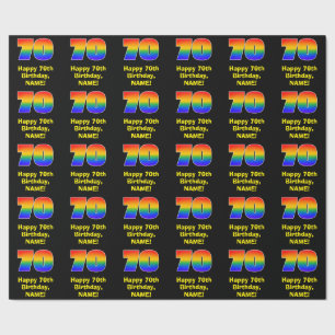70th Birthday: Fun, Colorful Rainbow Inspired # 70 Wrapping Paper