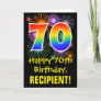 70th Birthday: Fun Fireworks Pattern + Rainbow 70 Card