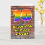 [ Thumbnail: 70th Birthday: Fun Graffiti-Inspired Rainbow 70 Card ]