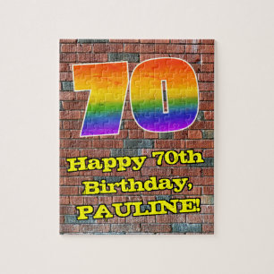 70th Birthday: Fun Graffiti-Inspired Rainbow 70 Jigsaw Puzzle