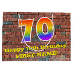 [ Thumbnail: 70th Birthday: Fun, Graffiti-Inspired Rainbow # 70 Gift Bag ]