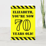 [ Thumbnail: 70th Birthday: Fun Stencil Style Text, Custom Name Card ]