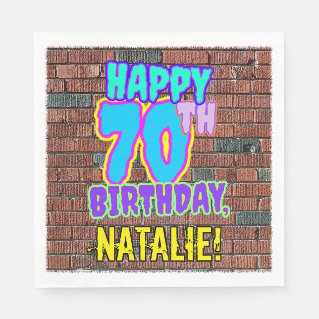 70th Birthday ~ Fun, Urban Graffiti Inspired Look Napkins (Front)