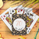 70th Birthday Funny 70 so what Motivational Poker Cards<br><div class="desc">These playing cards come with a flower pattern and are perfect for someone celebrating the 70th birthday. They come with a funny and motivational quote 70 so what, and are perfect for a person with a sense of humor. The playing cards have a nice floral pattern with pink and yellow...</div>