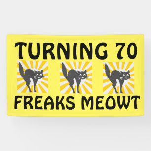 70TH BIRTHDAY FUNNY CAT BANNER
