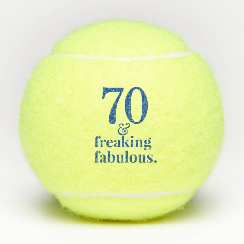 70th Birthday Funny  Fab Custom Age Blue Tennis Balls