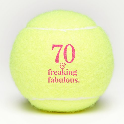 70th Birthday Funny  Fab Custom Age Pink Tennis Balls
