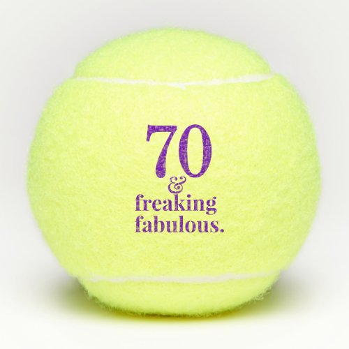 70th Birthday Funny  Fab Custom Age Purple Tennis Balls