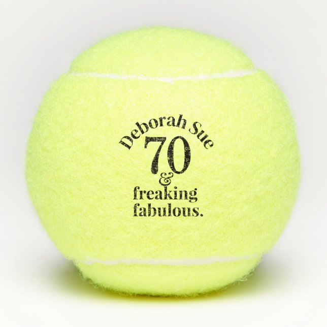 70th Birthday Funny Fabulous Personalized Tennis Balls (Front)