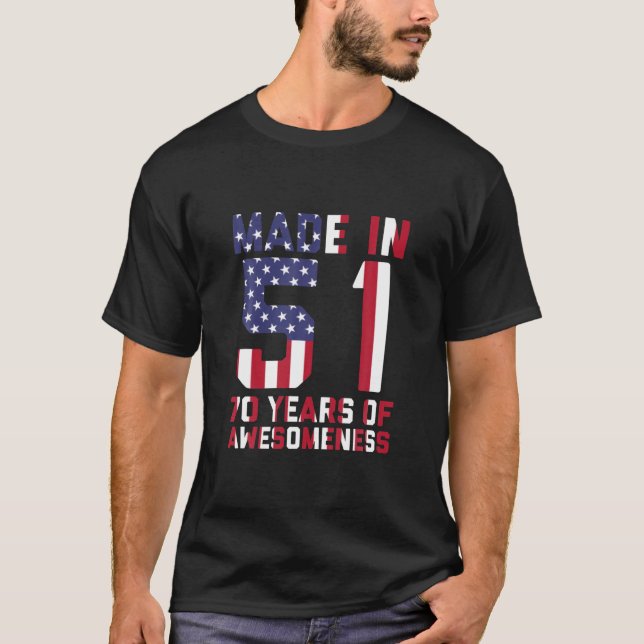 70Th Birthday Gift American Men Women 70 Year Old T-Shirt (Front)