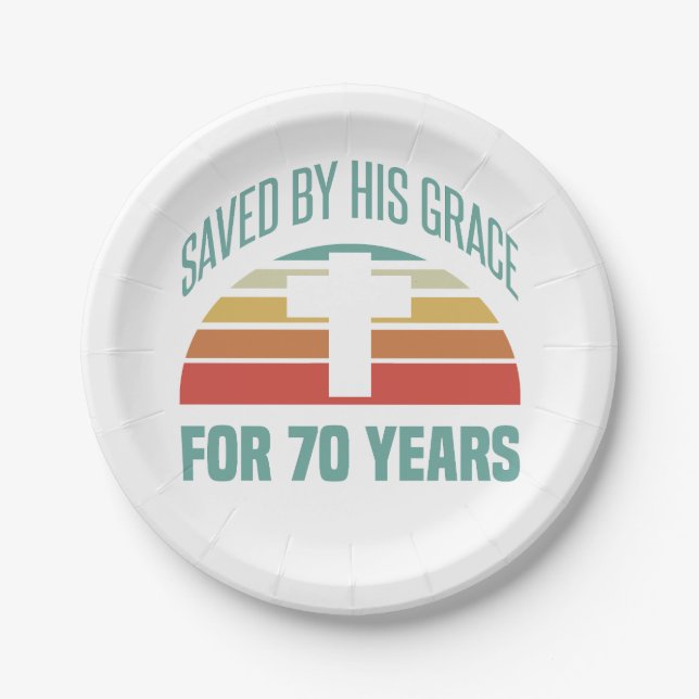 70th Birthday Gift For Christians Paper Plates (Front)
