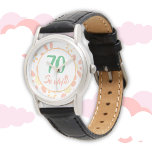 70th Birthday Gift Motivational Floral Woman Watch<br><div class="desc">70th birthday floral watch for a woman celebrating 70 years. A funny and motivational quote 70 so what! is perfect for a positive person with a sense of humor. Flower pattern with pink and yellow simple daisy flowers on white. Great as a birthday gift for a woman. You can change...</div>