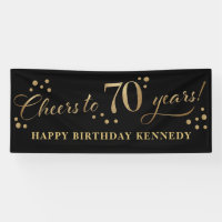 70th Birthday Glitter Black and Gold