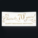 70th Birthday Glitter Gold Banner<br><div class="desc">70th birthday banner in black and gold</div>