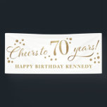 70th Birthday Glitter Gold Banner<br><div class="desc">70th birthday banner in black and gold</div>
