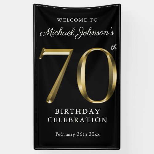 70th Birthday Gold & Black Elegant Welcome Party 