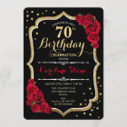 70th Birthday - Gold Black Red Roses