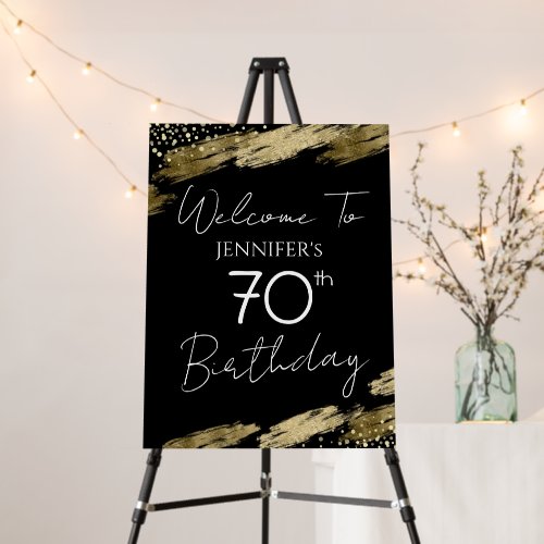 70th Birthday Gold Black Welcome Poster