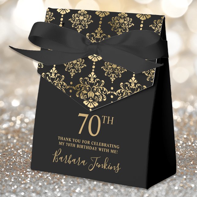 70th Birthday Gold Elegant Thank You  Favor Boxes (Creator Uploaded)