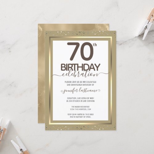 70th Birthday Gold Formal Invitation
