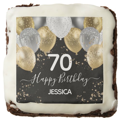 70th Birthday Gold Glitter Birthday Dozen Brownies