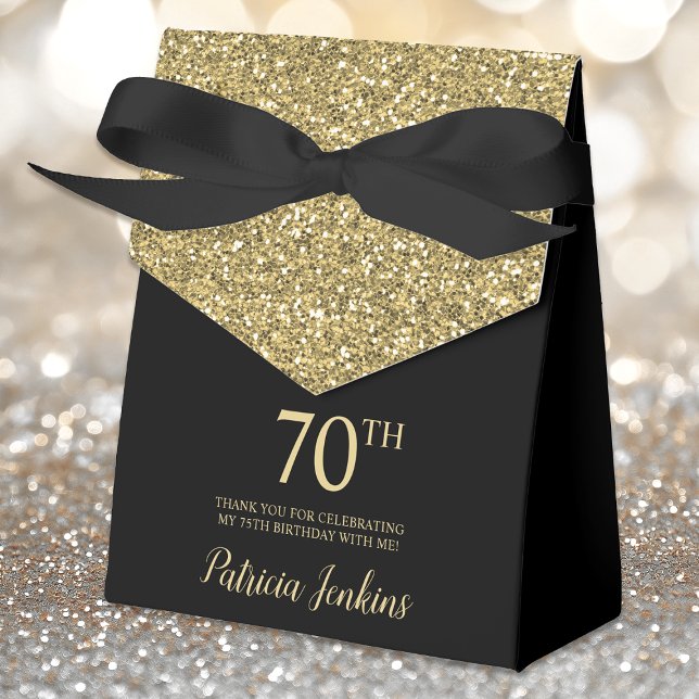 70th Birthday Gold Glitter Thank You Favor Boxes (Creator Uploaded)