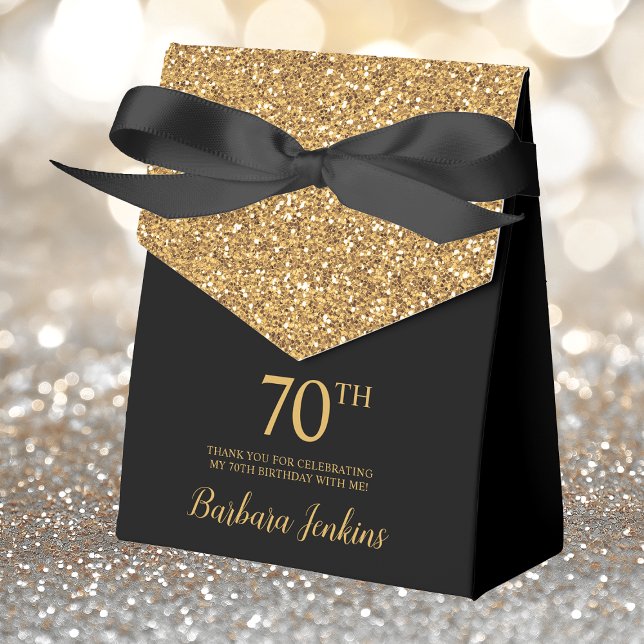 70th Birthday Gold Glitter Thank You Favor Boxes (Creator Uploaded)