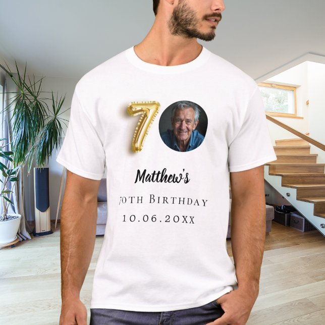 70th birthday gold photo T-Shirt (Creator Uploaded)