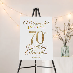 70th Birthday Gold Welcome Sign