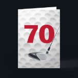 70th Birthday Golf Ball Design Card<br><div class="desc">Close-up of white golf ball pattern with a golf club for 70th birthday.
Age is editable.</div>