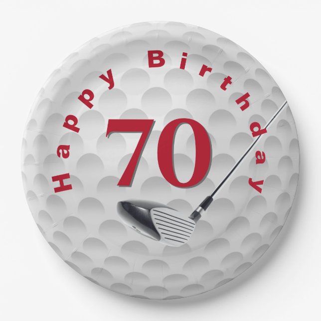 70th Birthday Golf Ball Design Paper Plate (Front)