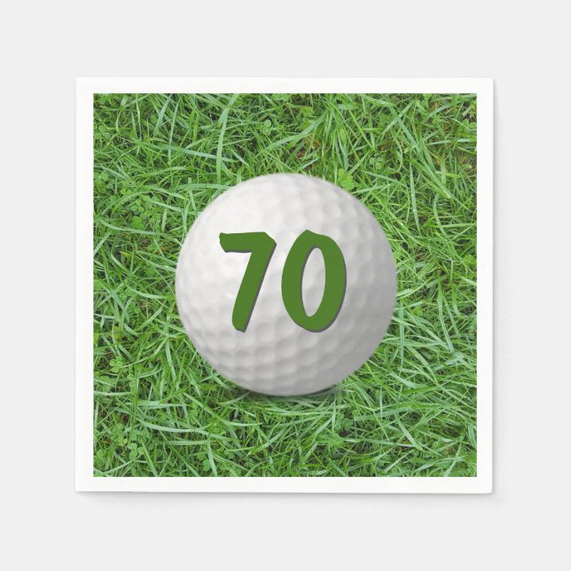 70th Birthday Golf Ball on Grass Napkins (Front)