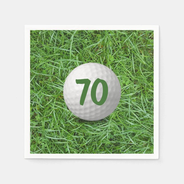 70th Birthday Golf Ball on Grass  Napkins (Front)