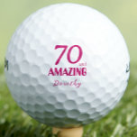 70th birthday golf balls custom name 70 years gift<br><div class="desc">70th birthday golf balls custom name 70 years gift. Celebrate a milestone with this '70 and Amazing' personalized golf ball. Featuring a stylish design with the phrase '70 and Amazing' and customizable with the name of your choice, this golf ball makes a perfect gift for a 70th birthday. Ideal for...</div>