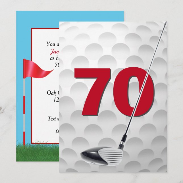 70th Birthday Golf Theme Party Invitation (Front/Back)