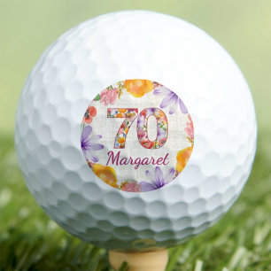 70th Birthday Grandma Gift Elegant Floral Custom Golf Balls
