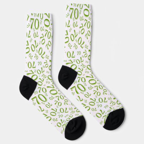 70th Birthday Green Random Number Pattern Socks