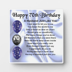 70th Birthday Husband Poem Plaque