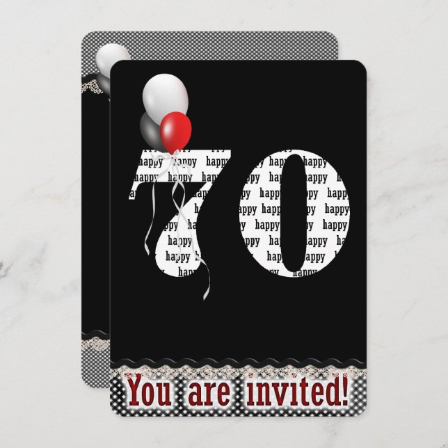 70th Birthday Invitation (Front/Back)