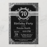 70th Birthday Invitation Black and Silver Glitter<br><div class="desc">70th Birthday Invitation with Black and Silver Glitter Background. Adult Birthday. Male Men or Women Birthday. Kids Boy or Girl Lady Teen Teenage Bday Invite. 13th 15th 16th 18th 20th 21st 30th 40th 50th 60th 70th 80th 90th 100th. Any Age. For further customization, please click the "Customize it" button and...</div>