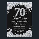 70th Birthday Invitation Chalkboard Silver Diamond<br><div class="desc">70th Birthday Invitation. Silver Rhinestone Diamond Chalkboard Background. Elegant Birthday Bash invite. Black and White. Adult Birthday. Women Birthday. Men Birthday. For further customization,  please click the "Customize it" button and use our design tool to modify this template.</div>