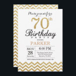 70th Birthday Invitation Gold Glitter<br><div class="desc">70th Birthday Invitation with Gold Glitter Chevron. Black and Gold Glitter. Adult Birthday. Man or Women Bday Invite. For further customization,  please click the "Customize it" button and use our design tool to modify this template.</div>