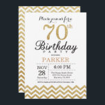 70th Birthday Invitation Gold Glitter<br><div class="desc">70th Birthday Invitation with Gold Glitter Chevron. Black and Gold Glitter. Adult Birthday. Man or Women Bday Invite. For further customization,  please click the "Customize it" button and use our design tool to modify this template.</div>