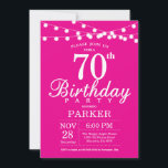70th Birthday Invitation Hot Pink<br><div class="desc">70th Birthday Invitation with String Lights. Hot Pink Background. Women Female Lady Elegant Modern bday. 13th 15th 16th 18th 20th 21st 30th 40th 50th 60th 70th 80th 90th 100th,  Any age. For further customization,  please click the "Customize it" button and use our design tool to modify this template.</div>