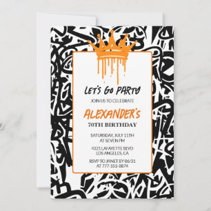 70th birthday invitation Men Party Graffiti Paint