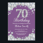 70th Birthday Invitation Purple and Silver Diamond<br><div class="desc">70th Birthday Invitation. Purple and Silver Rhinestone Diamond. Elegant Birthday Bash invite. Adult Birthday. Women Birthday. Men Birthday. For further customization,  please click the "Customize it" button and use our design tool to modify this template.</div>