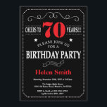 70th Birthday Invitation Red and Black Chalkboard<br><div class="desc">70th Birthday Invitation Red and Black Typography. Chalkboard. Black and White Background. Adult Birthday. Male Men or Women Birthday. Kids Boy or Girl Lady Teen Teenage Bday Invite. 13th 15th 16th 18th 20th 21st 30th 40th 50th 60th 70th 80th 90th 100th. Any Age. For further customization, please click the "Customize...</div>